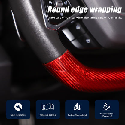 Red Real Carbon Fiber Blue Top Steering Wheel Cover Trim For Corvette C8 2020+ 9