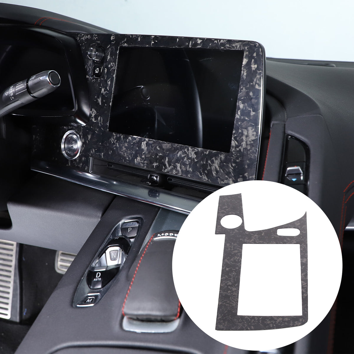 Forged Real Carbon Fiber Dashboard Navigation Srceen Frame Trim For Corvette C8 4