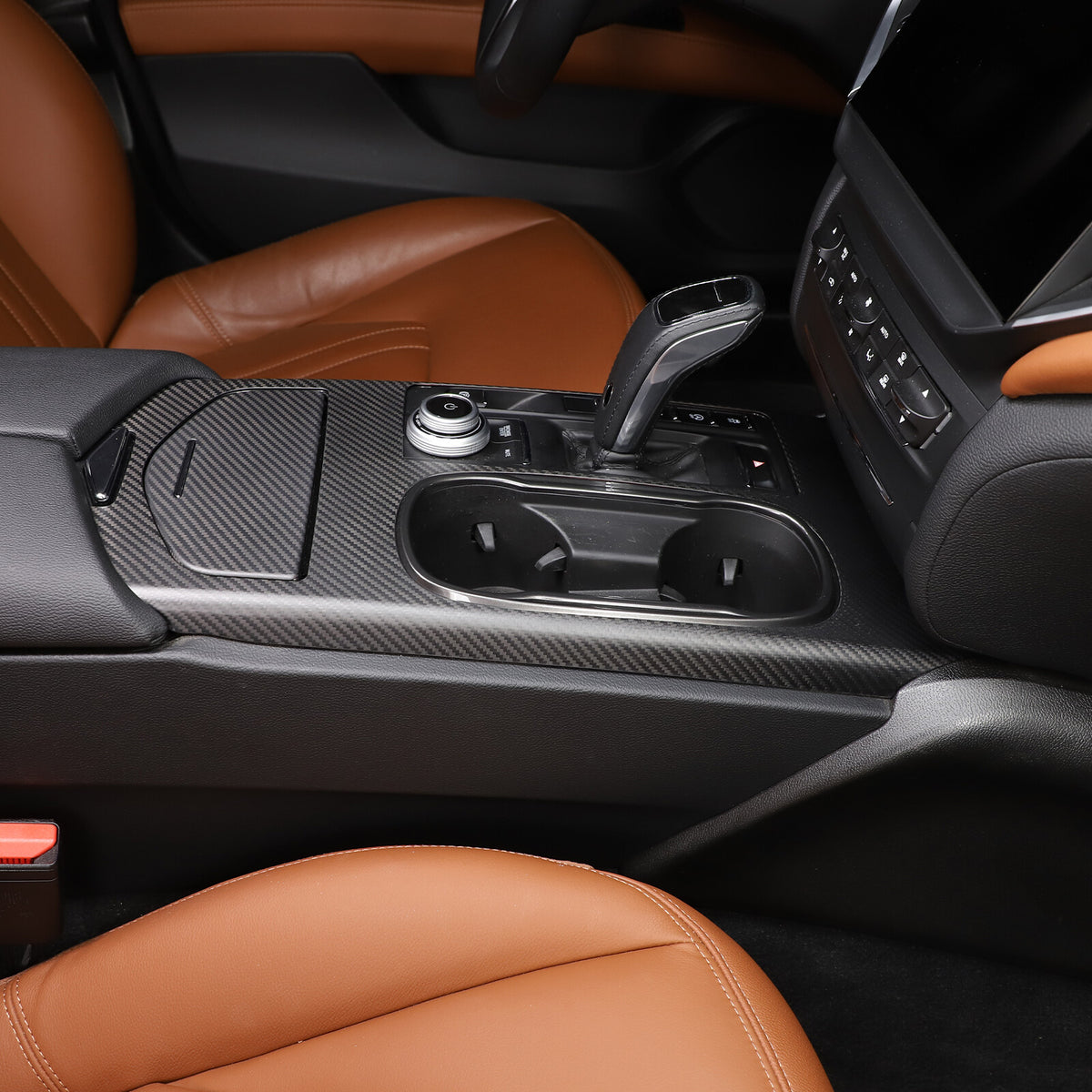 Matte Real Carbon Fiber Center Console Cover Trim For Maserati Ghibli 2017-2023 7