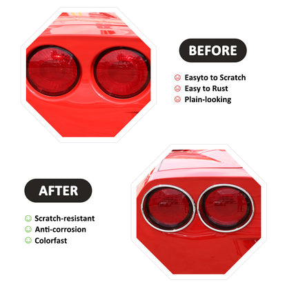 4Pcs Silver ABS Tail light Lamp trim ring Frame Bezel For Corvette C6 2005-2013 4