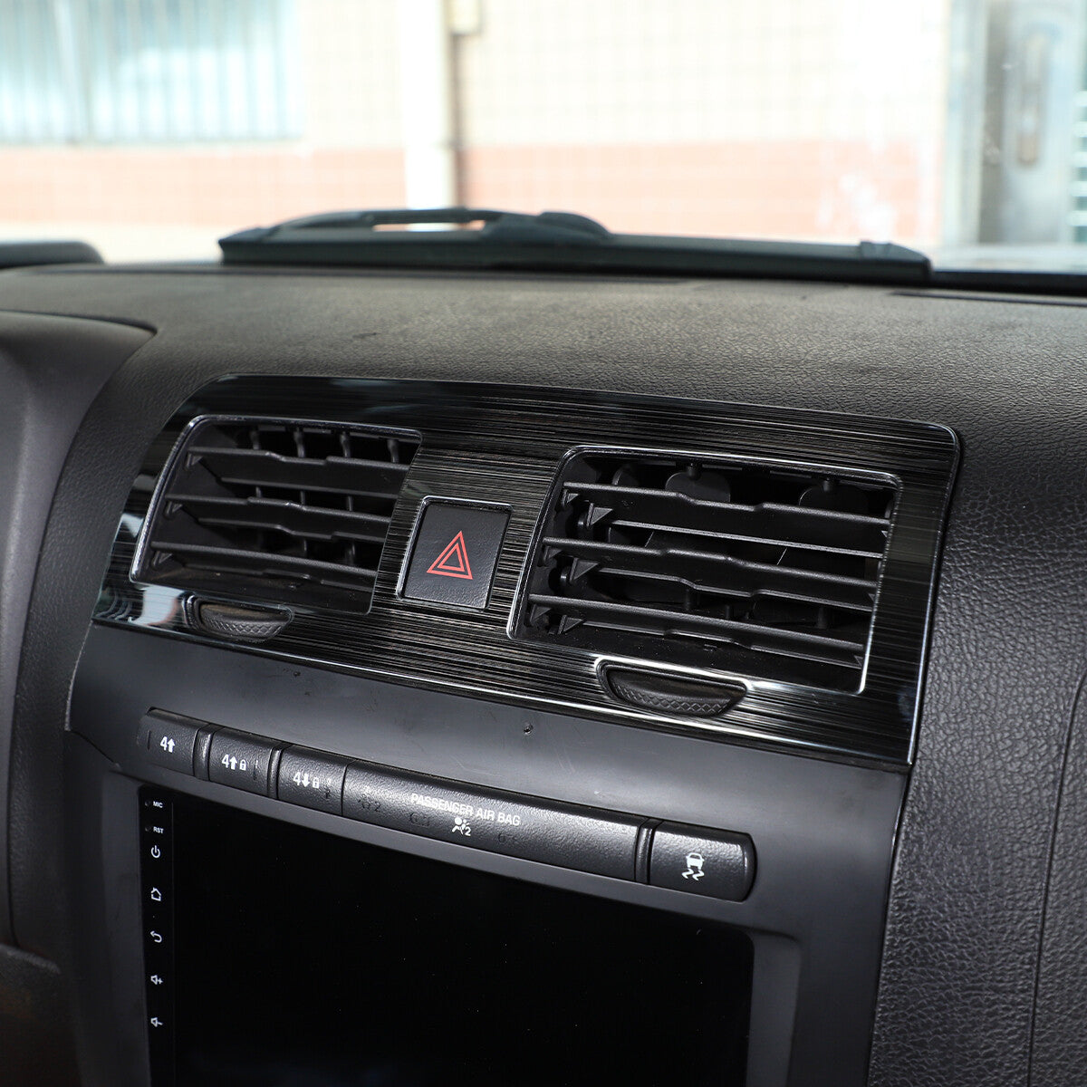 Black Steel Central Control Air Outlet Cover Trim For Hummer H3 2005-2009 4