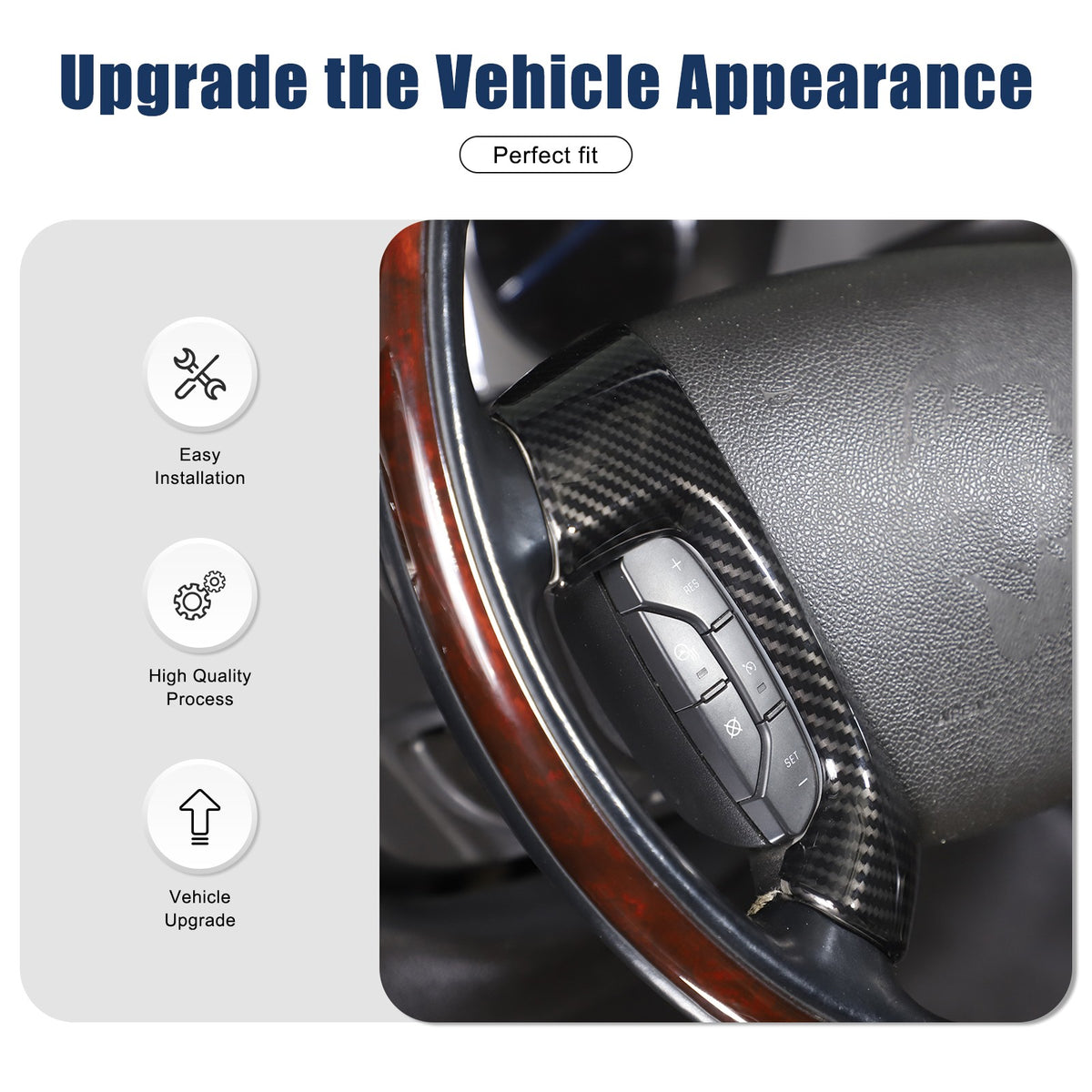 Real Dry Carbon Fiber Steering Wheel Side Button Trim For Hummer H2 2003-2007 7