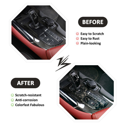 Forged Console Gear Shift Box Panel Trim Cover For Toyota Supra A90 2019-2022 4
