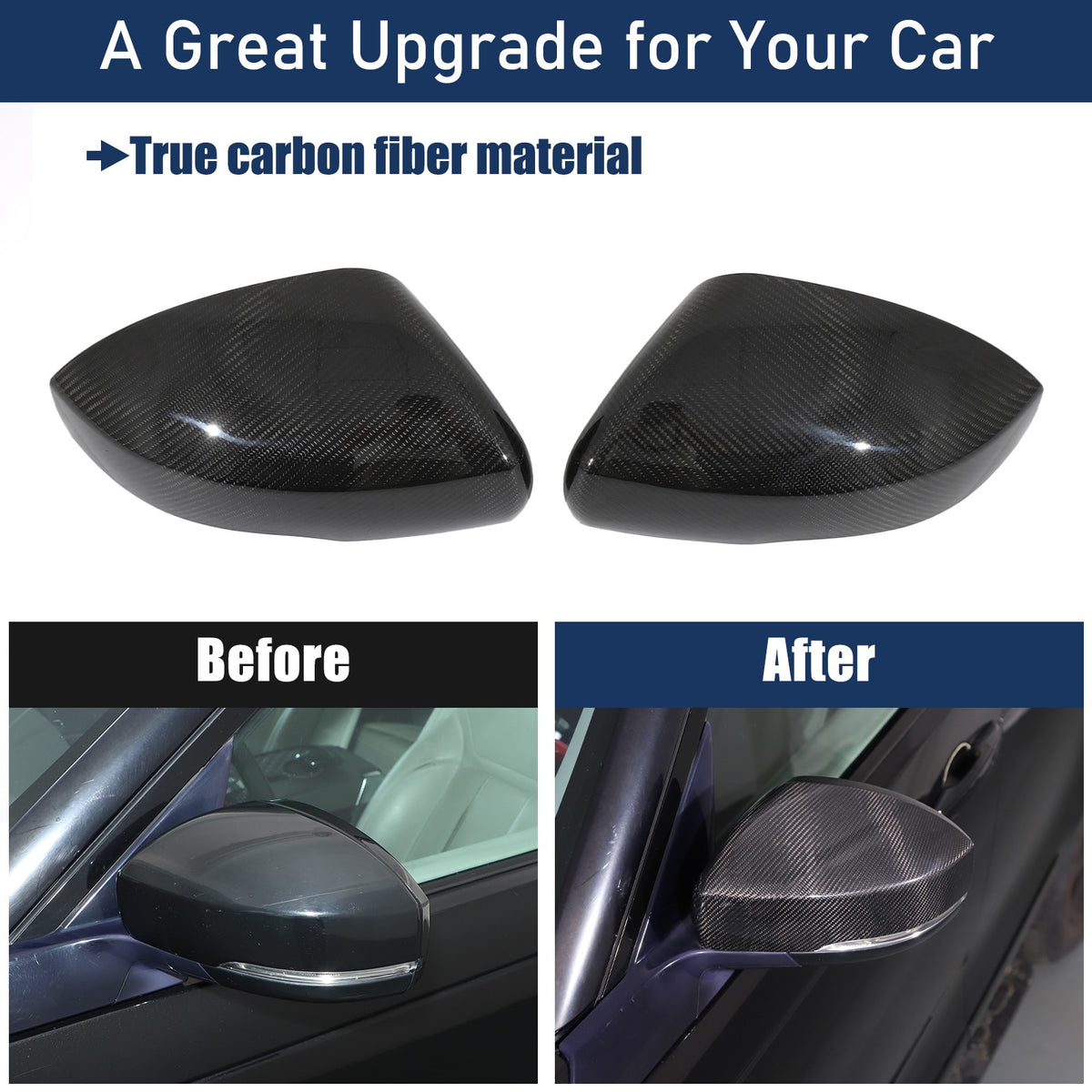 Real Carbon Fiber Exterior Mirror Cover Trim For LR Range Rover Sport L494 14-22 6