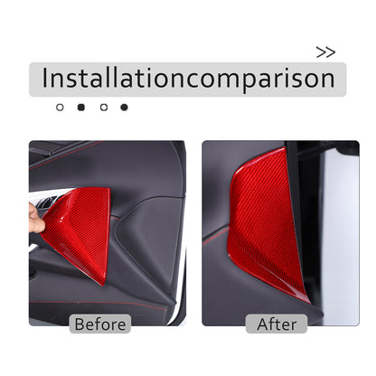Red Carbon Fiber Dashboard Anti-collision Door Panel Trim Cover For Corvette C8 3