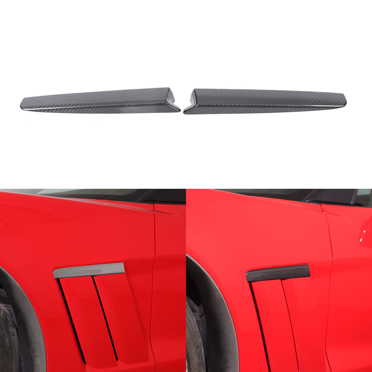 Real Carbon Fiber Side Air Outlet Upper Emblem Panel Trim For Corvette C6 05-13 9