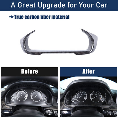 Real Carbon Fiber Dashboard Instrument Frame Cover Trim For BMW X5 F15 14-18 13