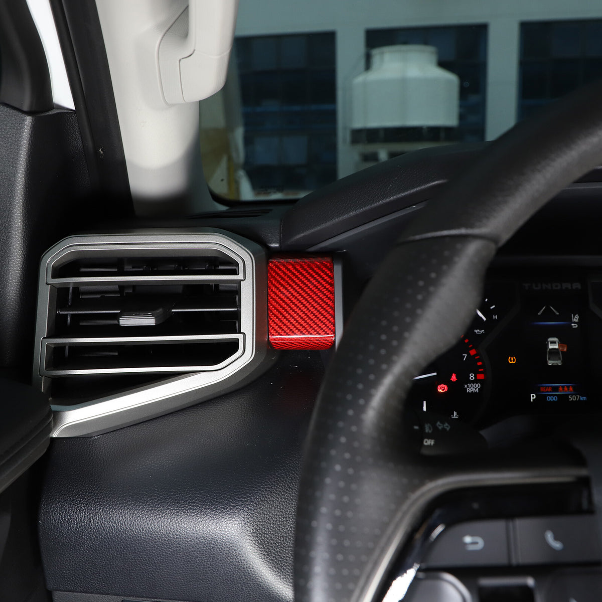 Red Real Carbon fiber Interior Dashboard Cover Strip Trim For Toyota Tundra 22+ 3