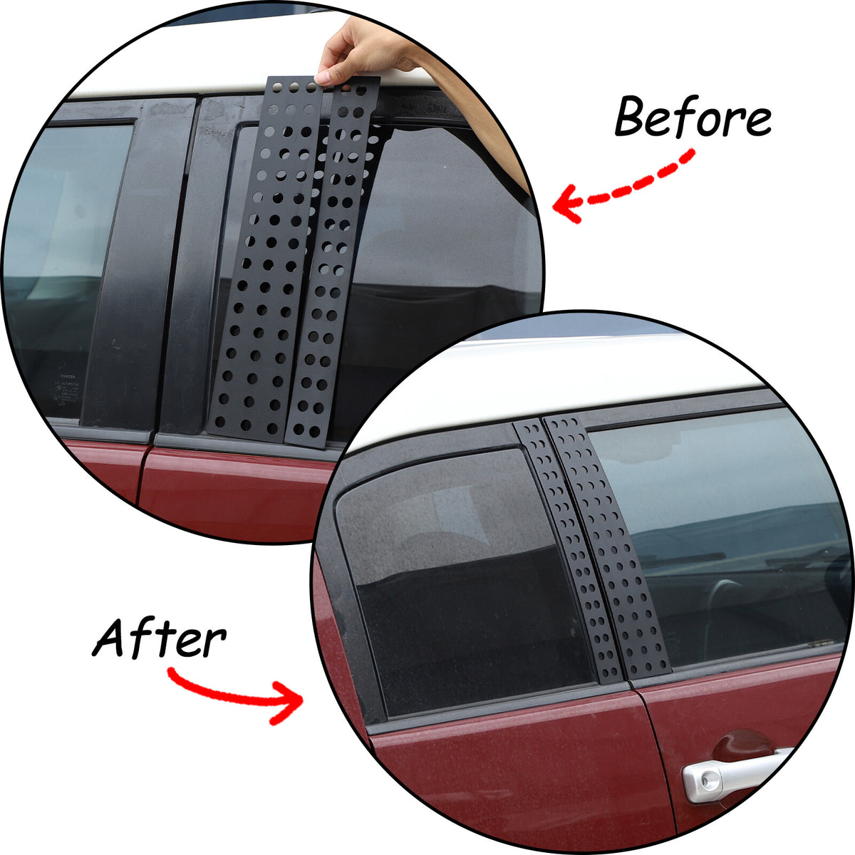 Black Aluminum Alloy Window Center Pillar Trim Panel For Toyota FJ Cruiser 07-21 9