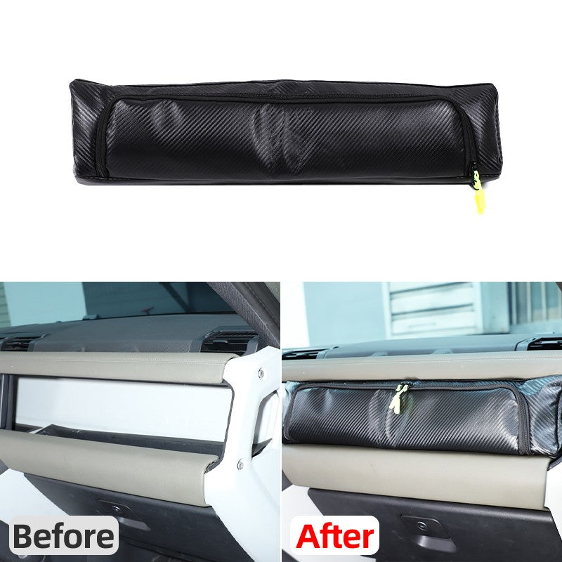 Carbon Fiber Texture Passenger Dashboard Storage Bag For LR Defender L663 2020+ 24