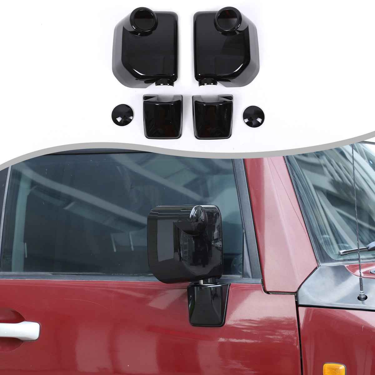 Piano Black Mirror Cover + Door Handle Cover Kit For Toyota FJ Cruiser 07-21 US 16
