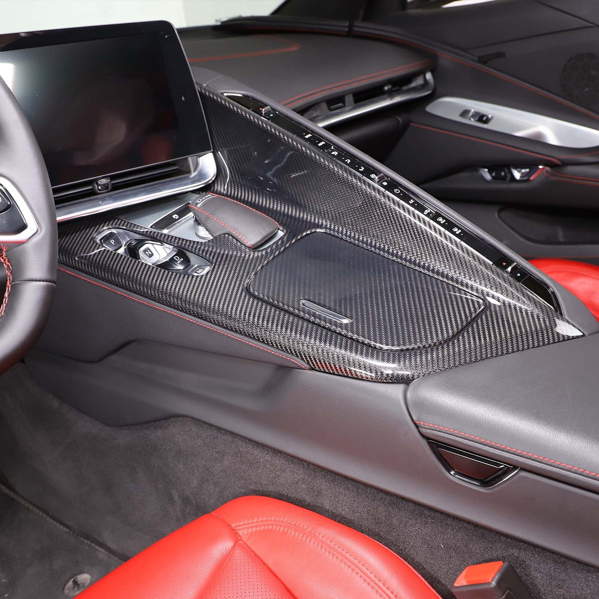 Real Carbon Fiber Console Gear Shift Panel Trim For C8 Corvette Z06 Z51 20-25 13