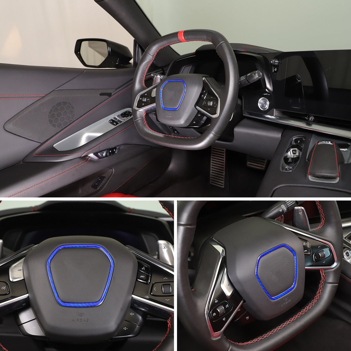 Blue Real Carbon Fiber Full Interior Set Decor Trim Kit for Corvette C8 20-25 - Variants 21-25 26