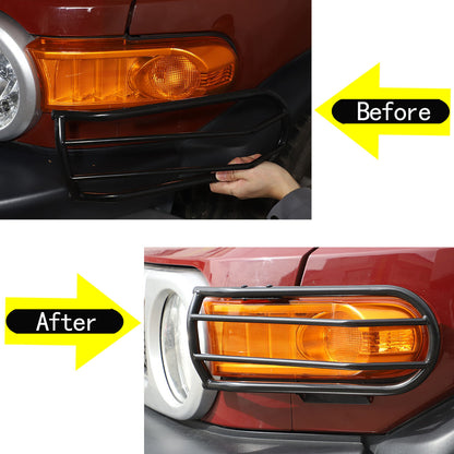 For Toyota FJ Cruiser 2007-21 Black Steel Front Fog Light Bumper Lamp Cover Trim 7