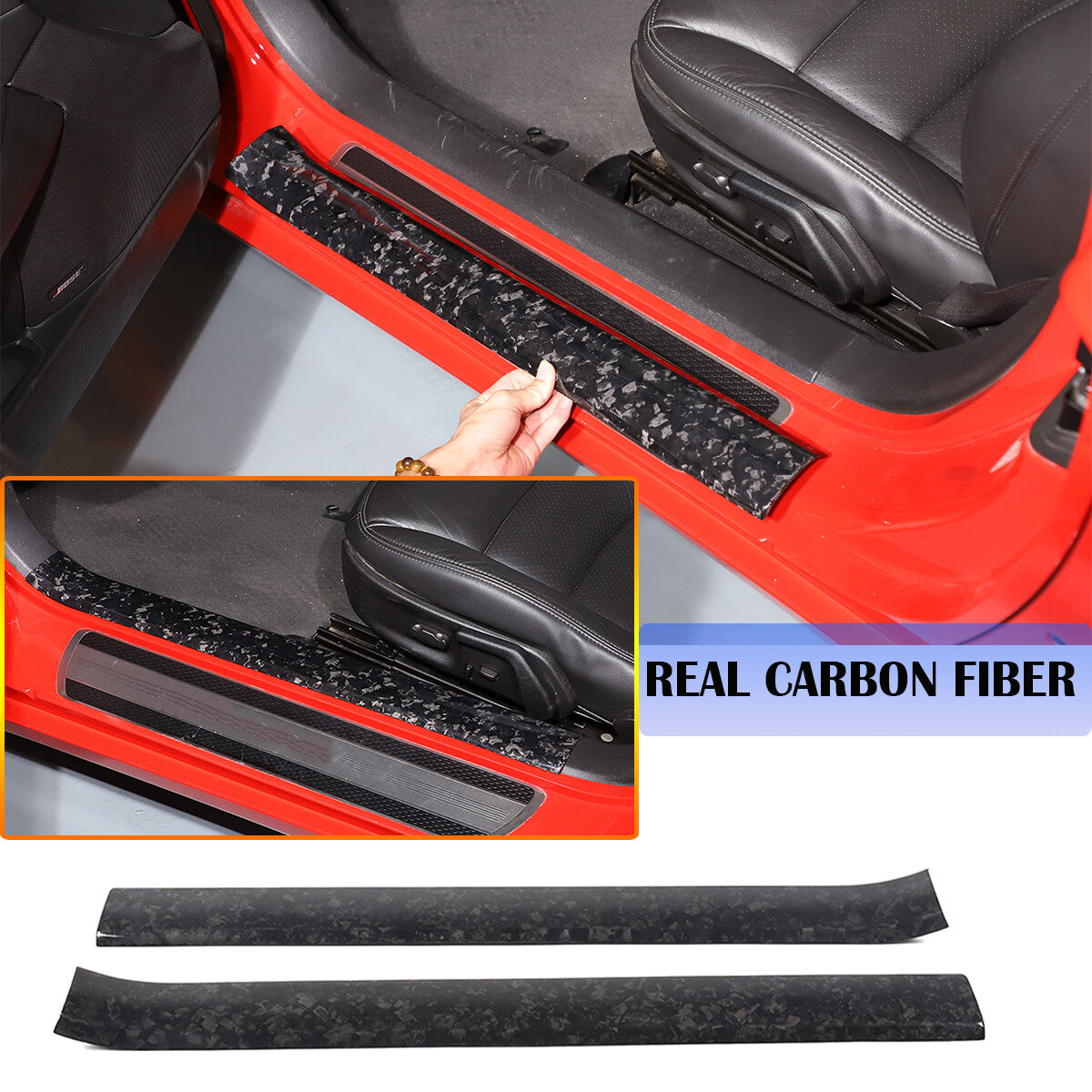 Forged Carbon Fiber Built In Scuff Door Sill Bar Plate For Corvette C6 2005-2013 1