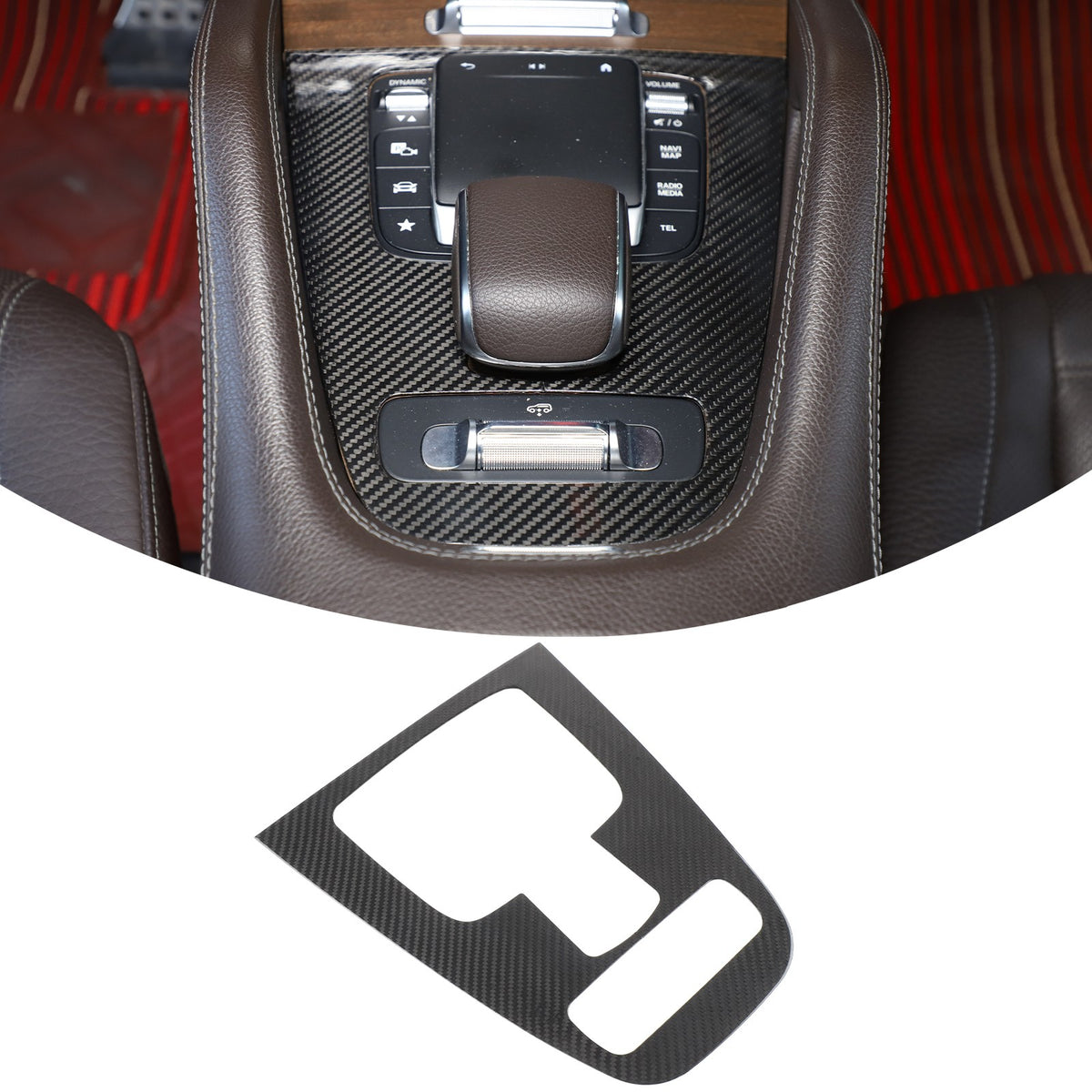 Real Carbon Fiber Gear Shift Panel Trim Cover For Benz GLE V167/GLS X167 2020+ 1
