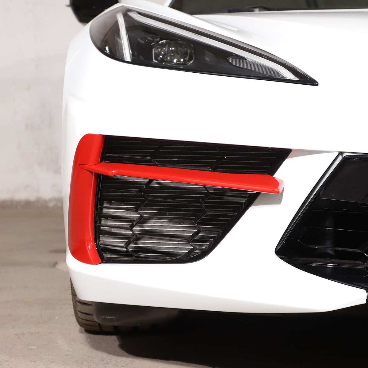 Sports Red Front Bumper Fog Light Lamp Trims for Corvette C8 2020-2025 US 2
