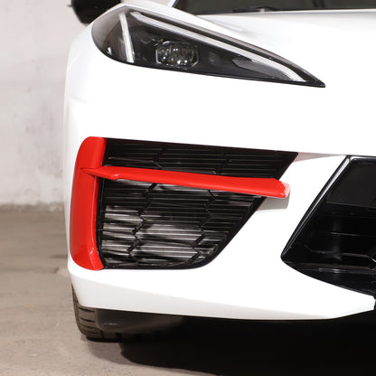 Sports Red Front Bumper Fog Light Lamp Trims for Corvette C8 2020-2025 US 2