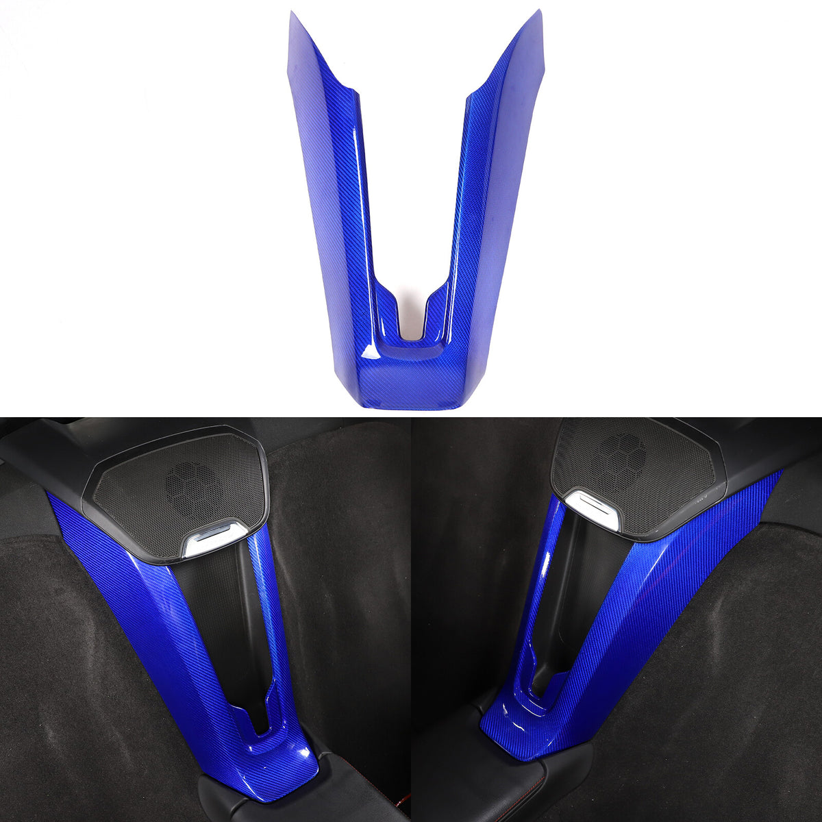 Blue Carbon Fiber Console Waterfall Wireless Charger Trim For C8 Corvette 20+ 4