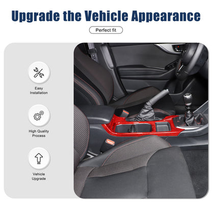 Red Real Carbon Fiber Center Console Cup Holder Trim For Subaru WRX VB 2022+ 6