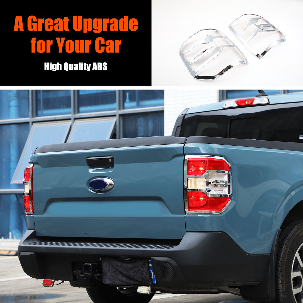 Chrome Silver Rear Taillight Trim Cover Bezel For Ford Maverick 2022-2024 3