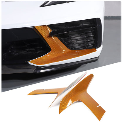 Yellow Carbon Fiber Front Bumper Grille Bezel Cover For Corvette C8 Z51 2020-26 16