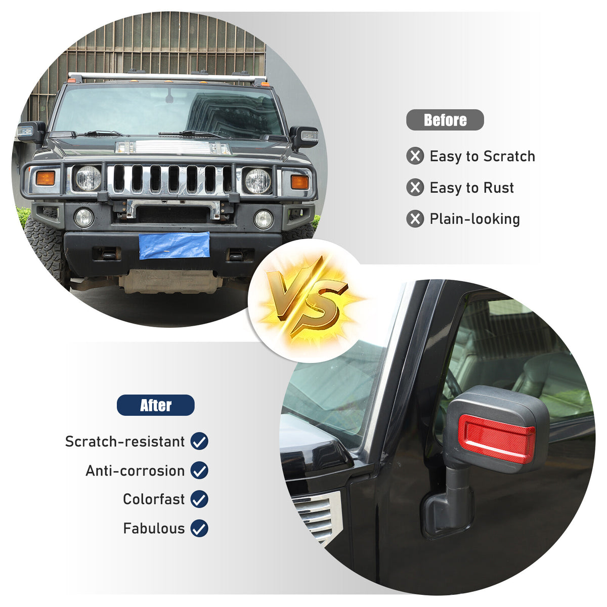 Red Real Carbon Fiber Exterior Rearview Mirror Groove Trim for Hummer H2 2003-09 23