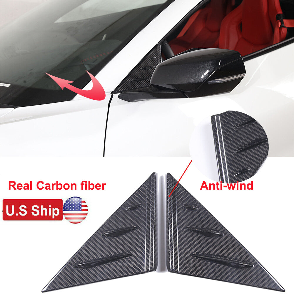 Real Carbon Fiber Exterior Door Mirror Full Set Cover Trim Kit For C8 Corvette 6