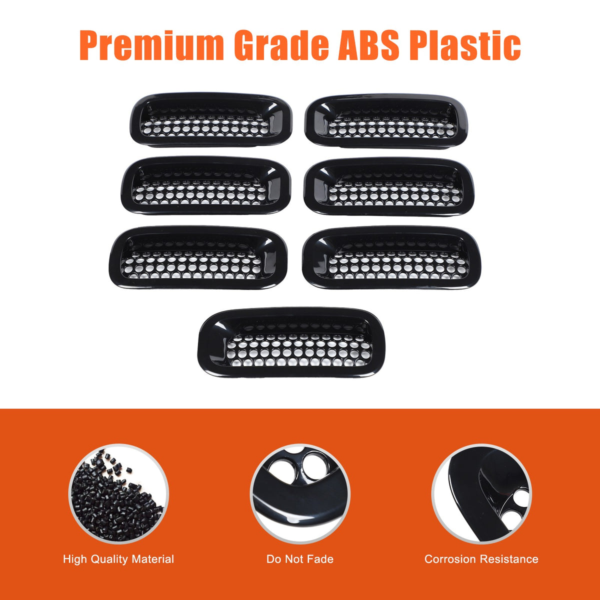 Black ABS Grille Insert Guard Insect Screen For Hummer H3 2005-2009 9