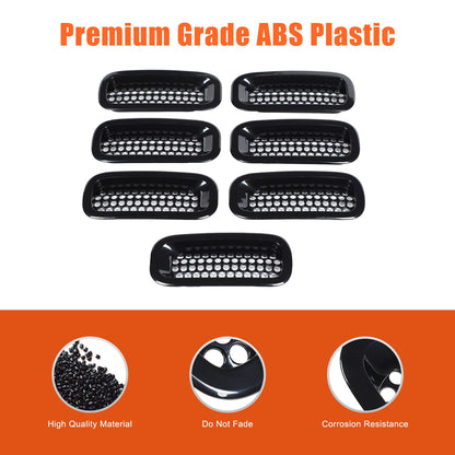Black ABS Grille Insert Guard Insect Screen For Hummer H3 2005-2009 9
