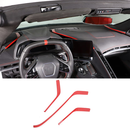 ABS Red Console Side Dashboard Trim Strips For Corvette C8 Stingray 2020-25 19