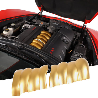 Yellow Alloy Engine Cabin Switch & Intake Manifold Cover Set Kit For Corvette C6 2
