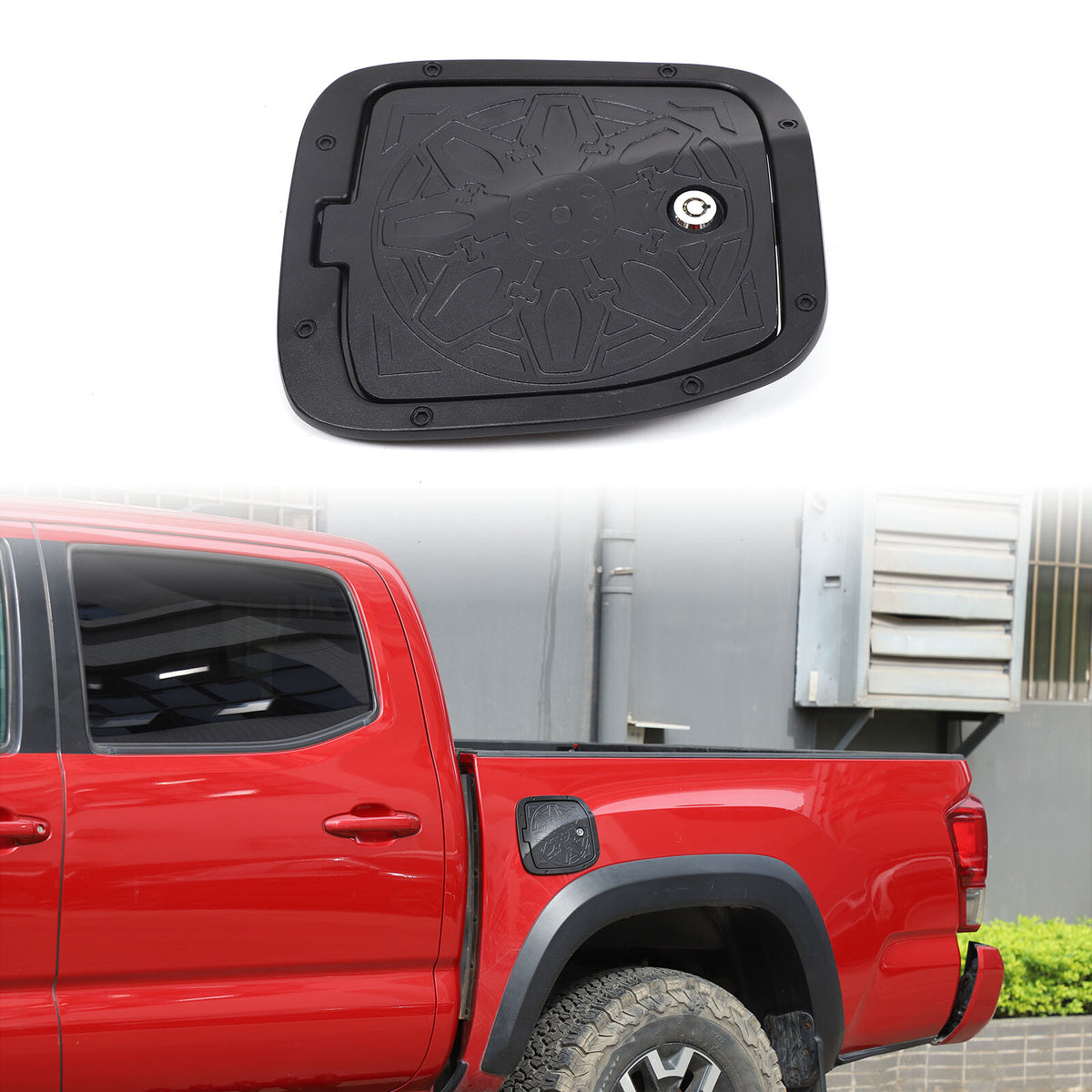 Door Fuel Tank Cover With Lock Gas Cap Tank Trim For Toyota Tacoma 2016-23 12