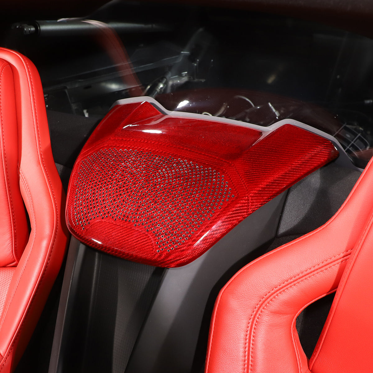 Red Real Carbon Rear Speaker Cover Trim For Corvette C8 Coupe Z06 Z51 1LT 20-26 5