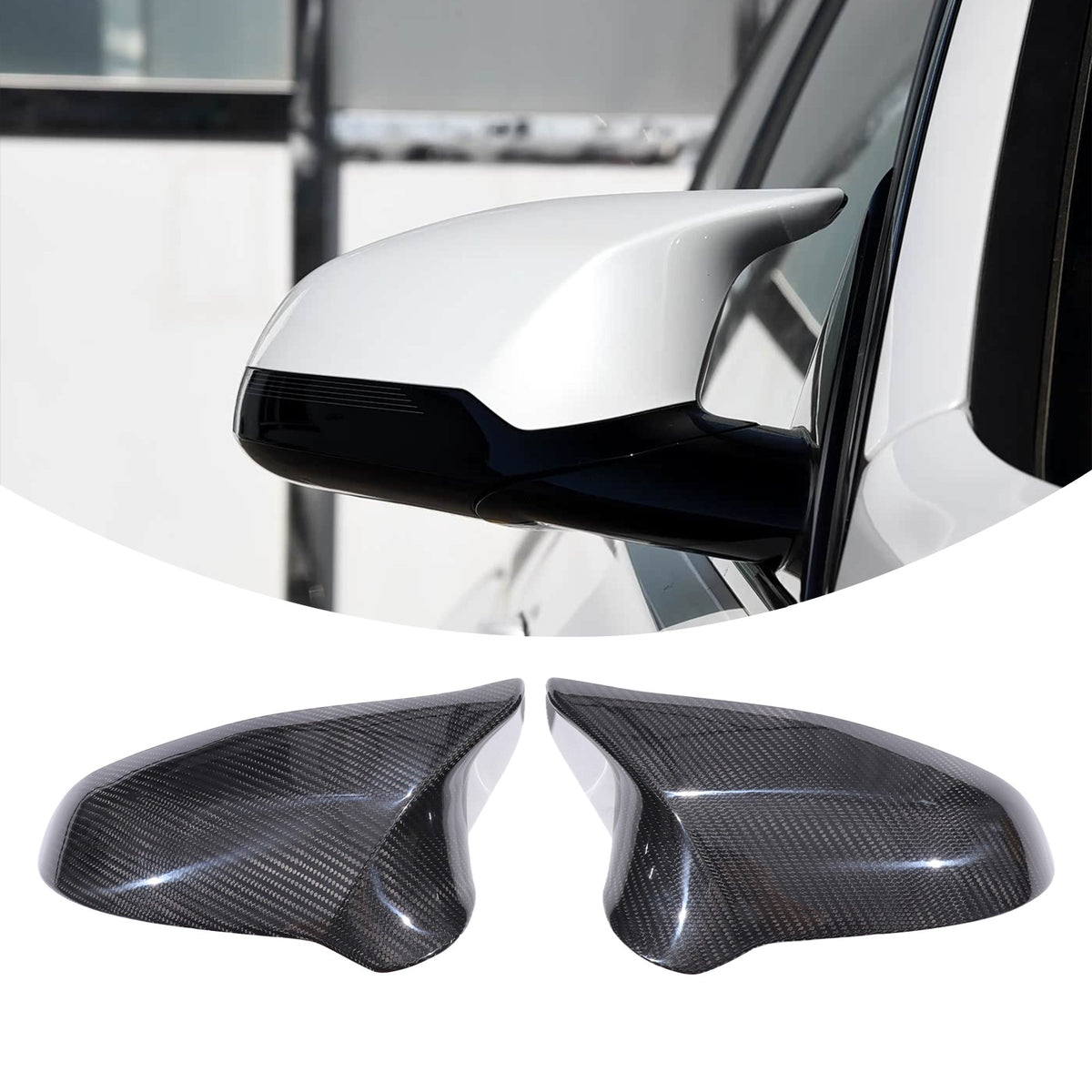 Real Carbon Fiber Side Mirror Cover Trim For BMW M3 F80 M4 F82 2015-2019 2