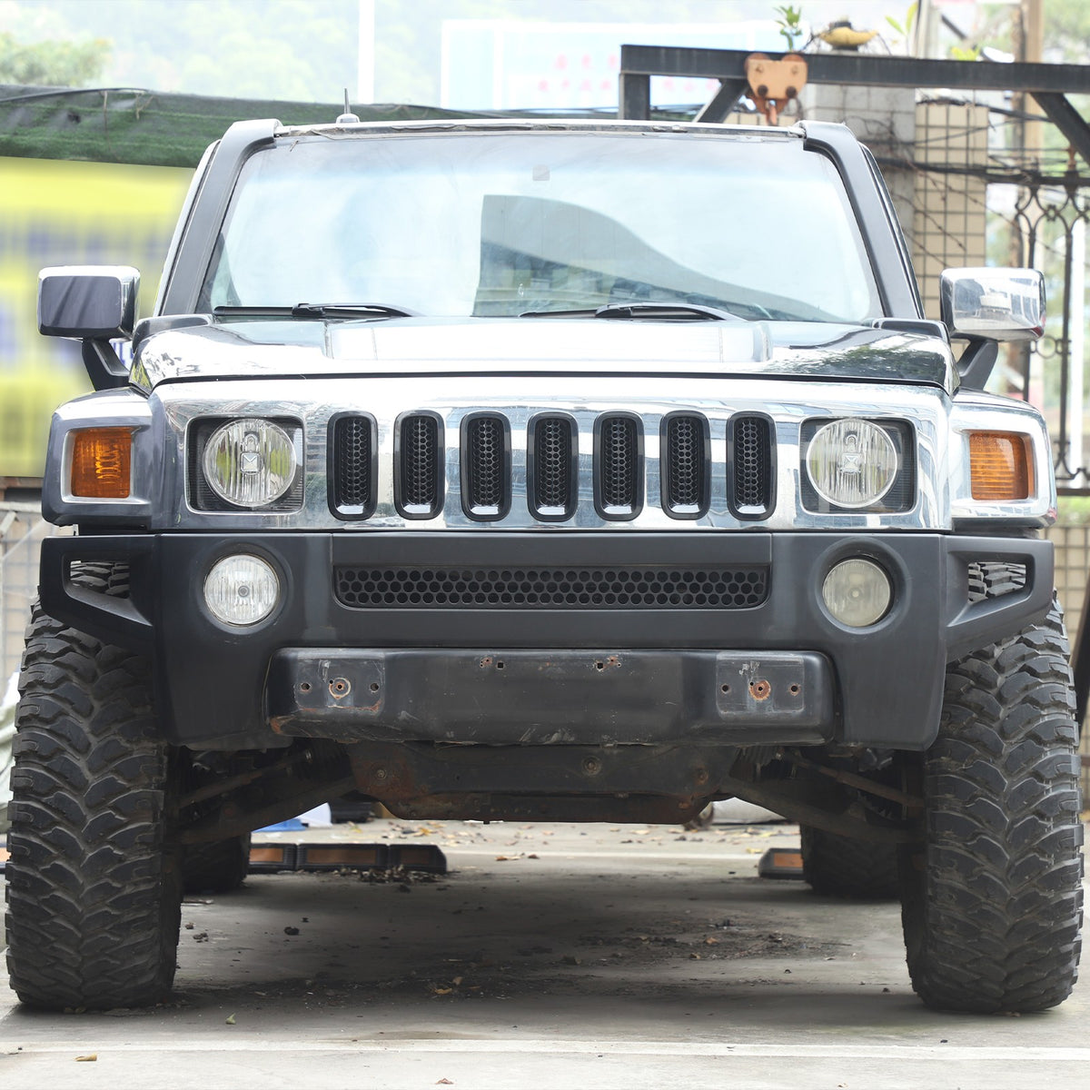 Black ABS Grille Insert Guard Insect Screen For Hummer H3 2005-2009 12