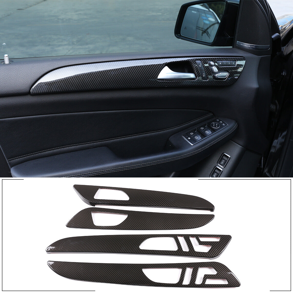 Carbon Fiber ABS Dashboard Door Panel Trim Strip for Benz GLE GLS 2016-19 2