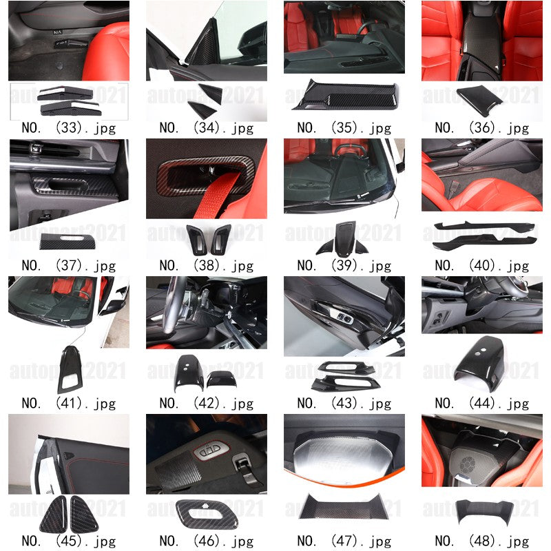 Carbon Fiber ABS Interior Full Decor Cover Trim Kit For Corvette C8 2020-2025 - Styles 31-35 4