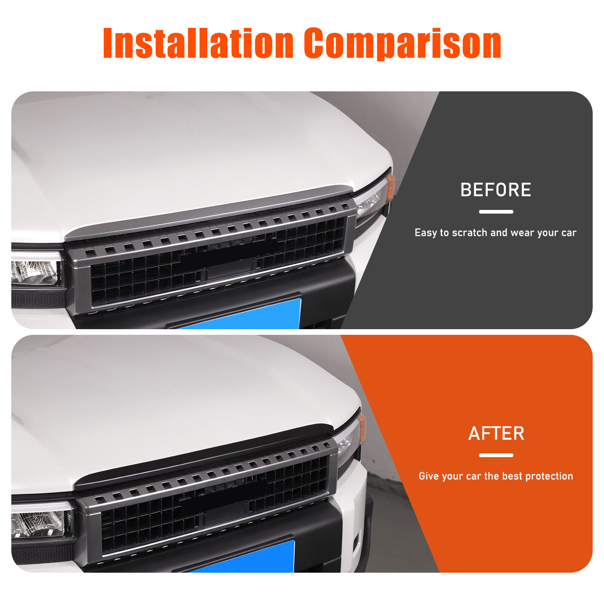 Matt Black Front Grille Upper Engine Hood Trim For Toyota Land Cruiser LC250 24+ 14