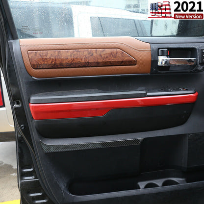 ABS Red Inner Door Armrest Cover Trim Frame For Toyota Tundra Crew Cab 2014-2018 8