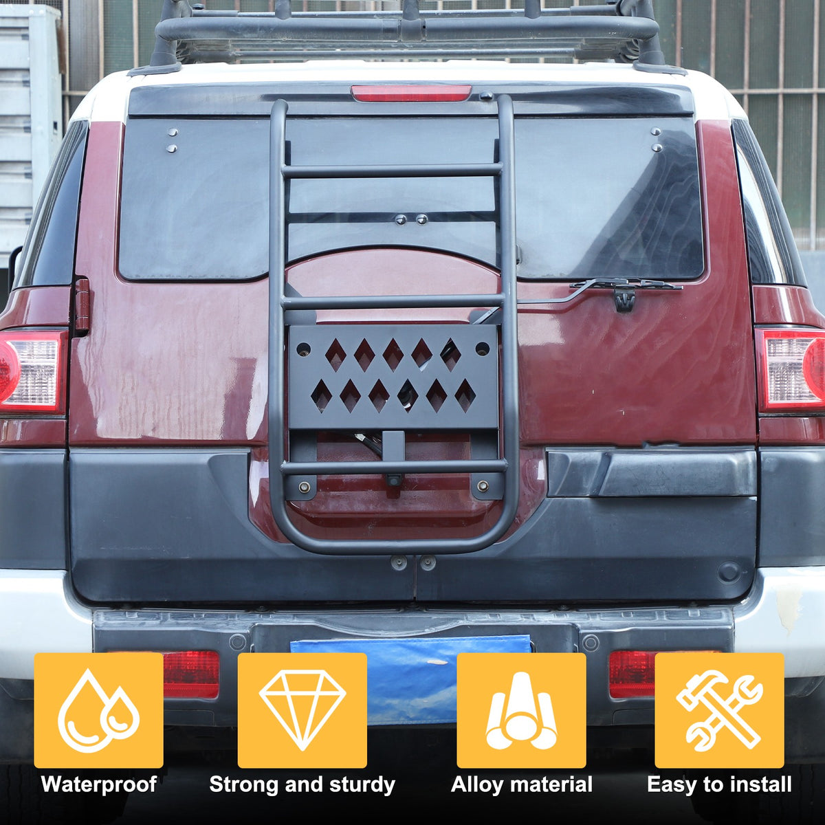 Black Carbon Steel Rear Trunk Middle Tail Ladder For Toyota FJ Cruiser 2007-2021 21