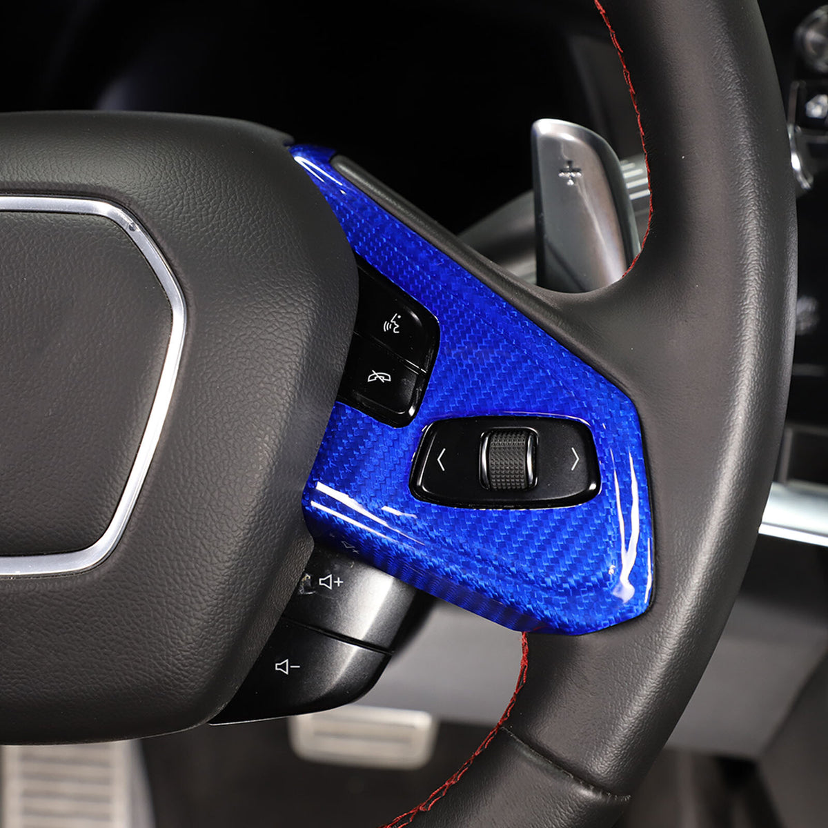Blue Real Carbon fiber Steering Wheel Button Cover Trim For Corvette C8 2020-26 8