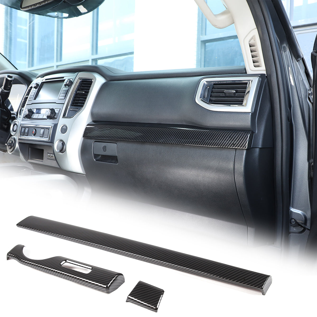 ABS Carbon fiber Dashboard Center Console Trim Cover for Nissan Titan 2016-24 US 6