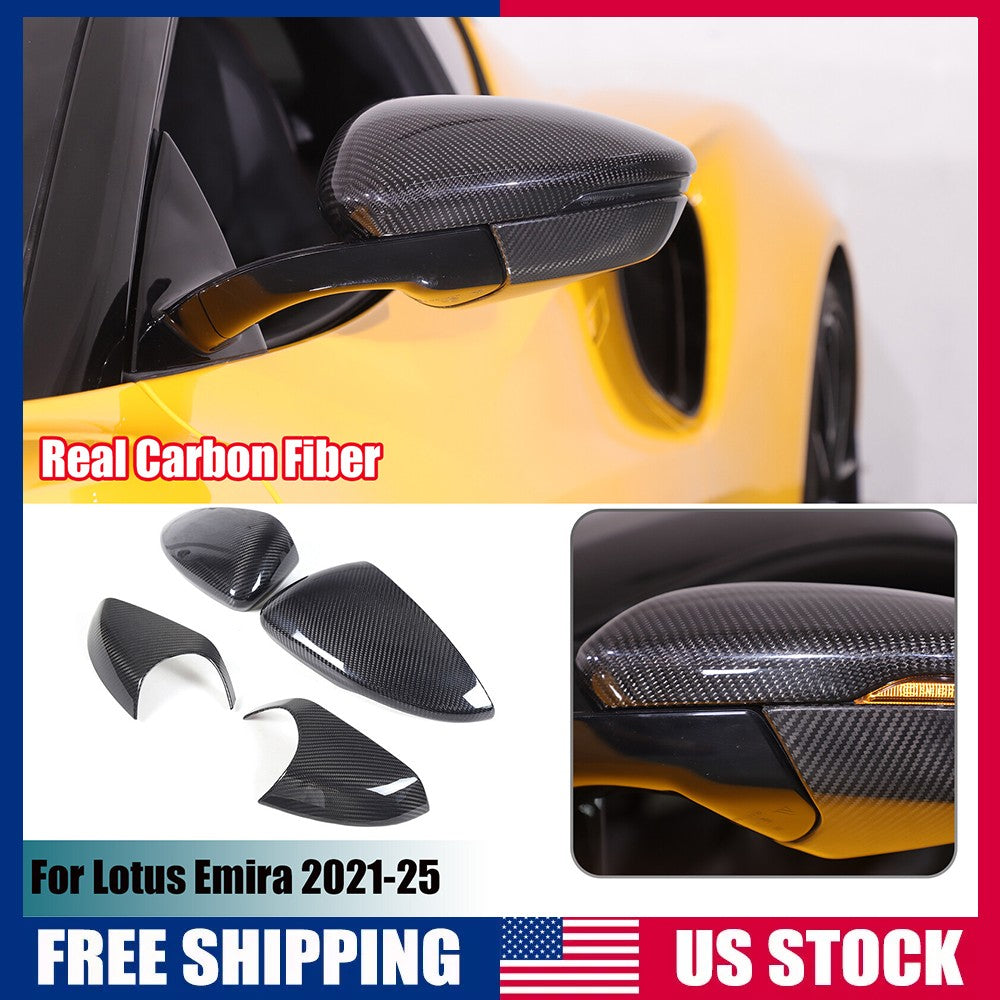2pcs Real Carbon fiber Side Rear Mirror Cover Caps Set For Lotus EMIRA 21-25 US 1