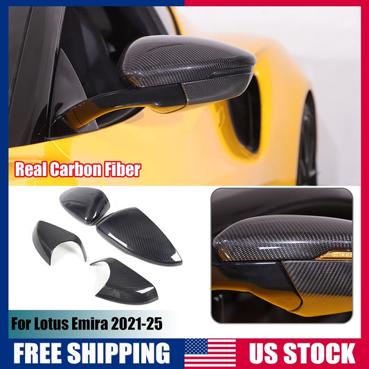 2pcs Real Carbon fiber Side Rear Mirror Cover Caps Set For Lotus EMIRA 21-25 US 1