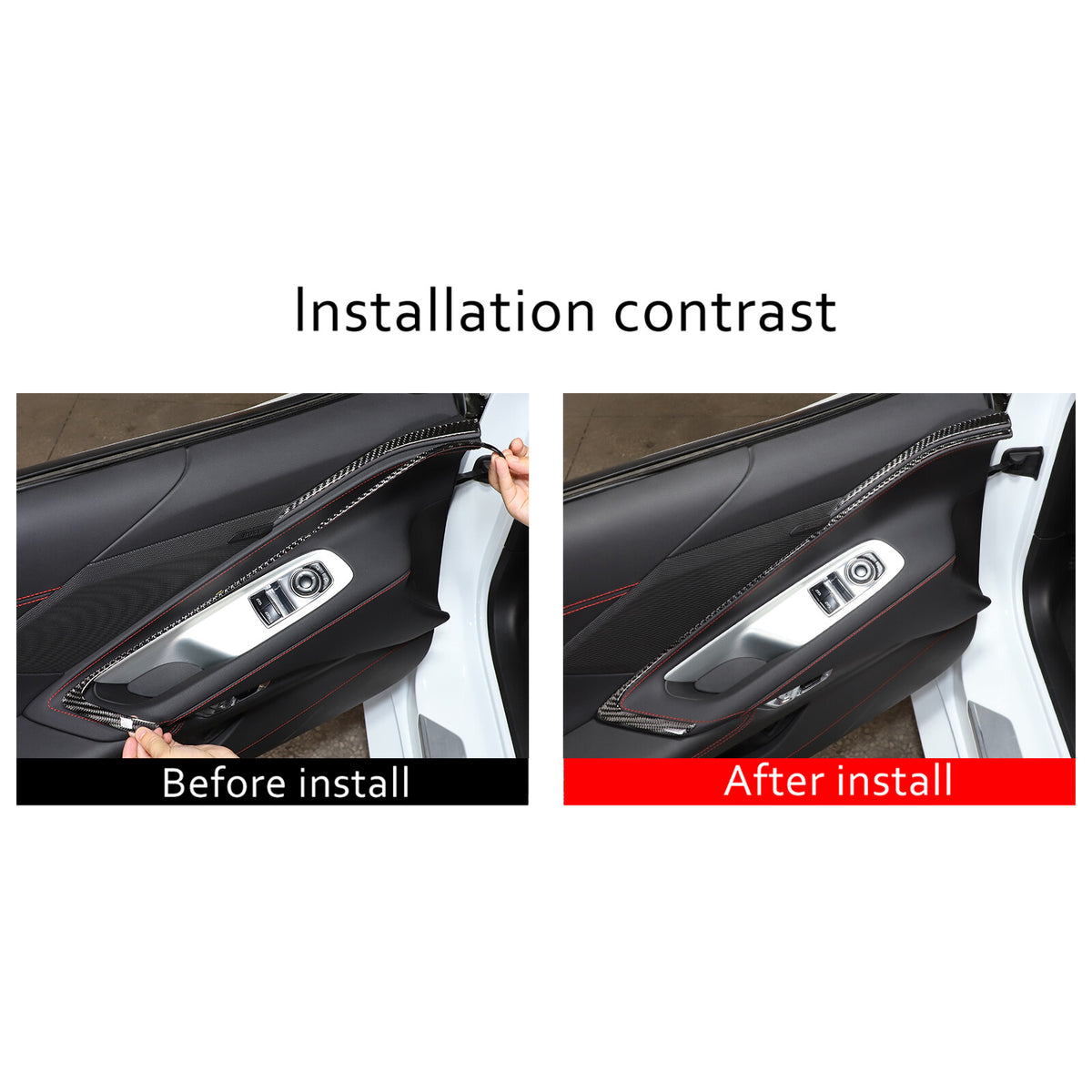 Real Carbon Fiber Interior Inner Door Strip Trim Cover For Corvette C8 2020-2026 3