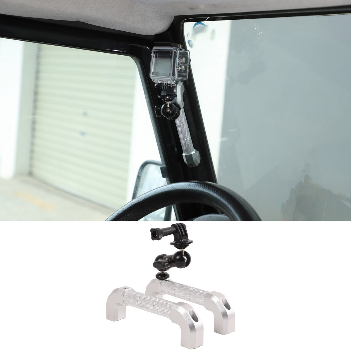 Silver Aluminum A-Pillar Handle W Cam Mount For LR Defender L316 2004-2018 10