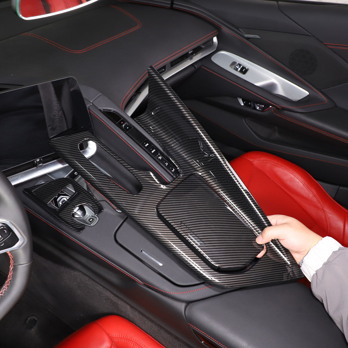 Interior Carbon Fiber For CORVETTE C8 Center Console Gear Shift Panel Cover US 3