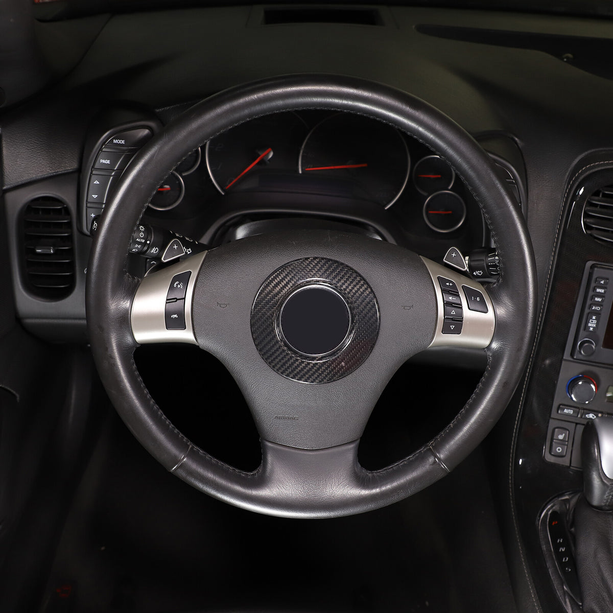 Real Carbon Fiber Steering Wheel Center Logo Ring Cover For 2005-13 Corvette C6 6