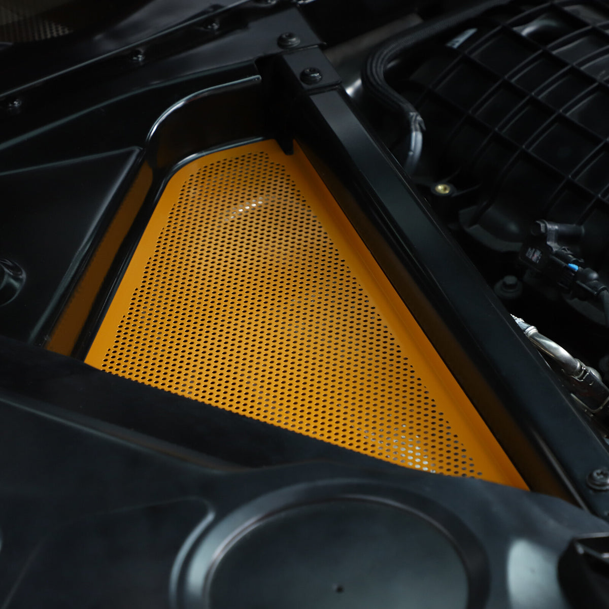 Yellow Steel Engine Hood Compartment Panel Trim Cover For Corvette C8 Z06 20-26 1